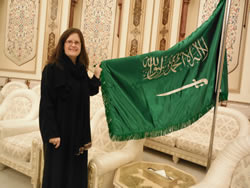 Standing by a Saudi flag in one of the reception rooms of the Shura Council, the 150 member consultative group to the King