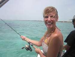 Learning how to fish at Ambergris Caye, Belize