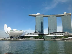 The Marina Bay Sands Hotel and Art Science Museum. 