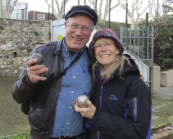 Kathy and I after an evening of boules with fellow students at IS-Aix, our language school.