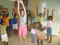 Dancing zumba with the orphans