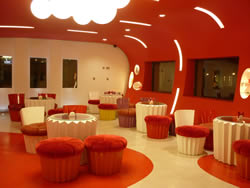 Sci-Fi sweet! Red Velvet Cupcakery Interior, Katara Cultural Village, Doha.