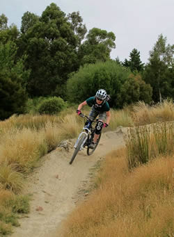 A mountain biker enjoys the sweet ride in Victoria Park