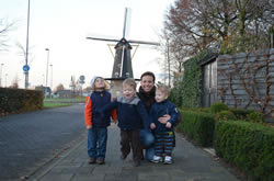 Farrah and her boys at the Kerkhovense windmill in Oisterwijk. 