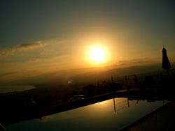 Stunning sunrise over the hills from our hilltop villa