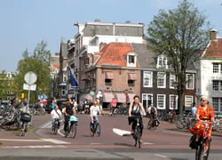 People biking on the streets of Amsterdam