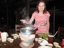 Cooking soup at traditional restaurant