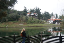 Enjoying the view in Greece, at a Serbian monastery.