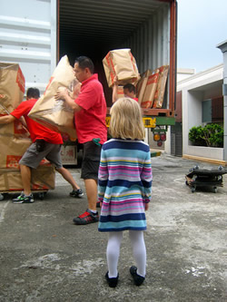 The movers arrive with our stuff