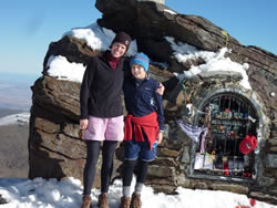 On top of Mt. Mulhacen in Spain with younger son
