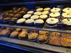 Cakes in the window of the bakery chain Lagkagehuset