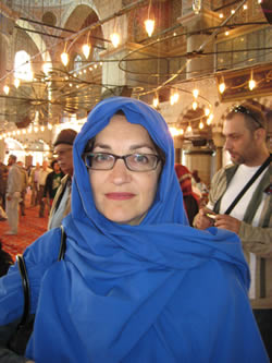 Covered in blue at the Blue Mosque