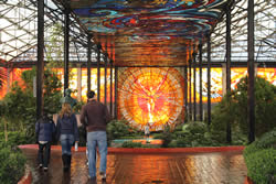 The Cosmovitral in Toluca, Mexico is a beautiful indoor botanical garden, with lovely stained glass murals.