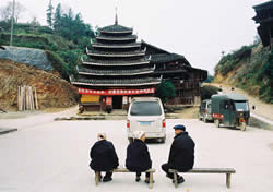 Gathering for a chat at the town square