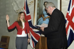 Swearing allegiance to Queen Elizabeth II and all her successors in 2009