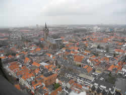 View of the city of Delft from the Nieuwekerk tower