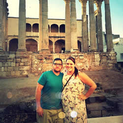 My Boyfriend and I in front of some Roman ruins in Mérida, Extremadura