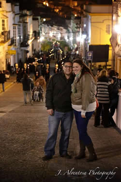 Us at the Semana Santa processions in Arcos de la Frontera