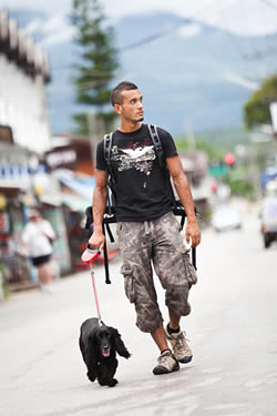 Jmayel Walking our dog Eden through the streets of Pai, one of our favorite places in North Thailand