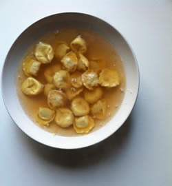 My attempt to make Tortellini in Brodo - a typical Bolognese dish