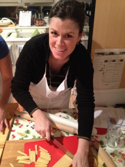 Learning to make tagliatelle during a cooking class