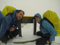 Playing in the snow along the Milford Track Great Walk