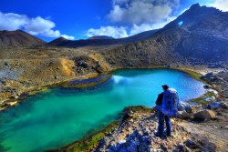 Enjoying the beautiful Emerald Lake along the Tongariro Alpine Crossing