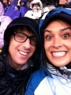 Braving the rain at a college football game in Seattle