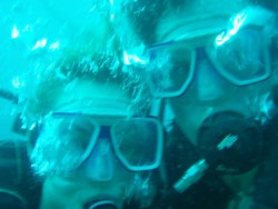 Brian and Noelle scuba diving in Malaysian Borneo.