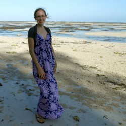 Rachel at the beach when the tide was out