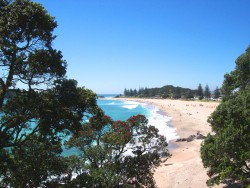 A view of the beach from Mount Maunganui, a short drive from our house