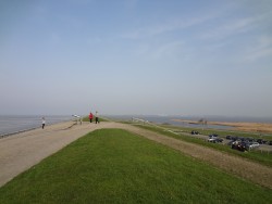 Beautiful day walking along the dijk. Land reclaimed from the sea on the right and the wadden sea on the left.