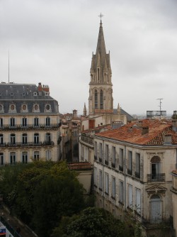 The historic downtown of Montpellier from the top of the Arc de Triomphe