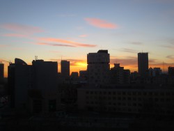 Ulaanbaatar's skyline at dusk.