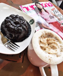 Me-time with coffee, cake and magazine