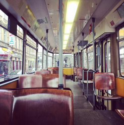 Inside an old Viennese tram
