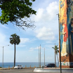 A view of the obelisk and the ocean from the Malecon in Santo Domingo