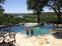 Enjoying the pool next to Lake Austin