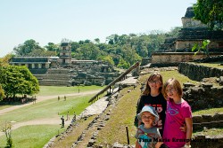 Visiting the Maya pyramids in Palenque, Mexico.