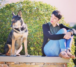 Suzy and one of her beloved dogs
