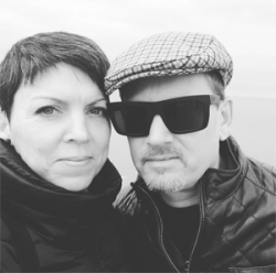 With her husband, Michael