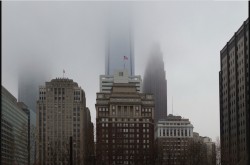Downtown Philadelphia shrouded in fog