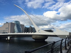 The Samuel Beckett Bridge over the Liffey on a sunny day